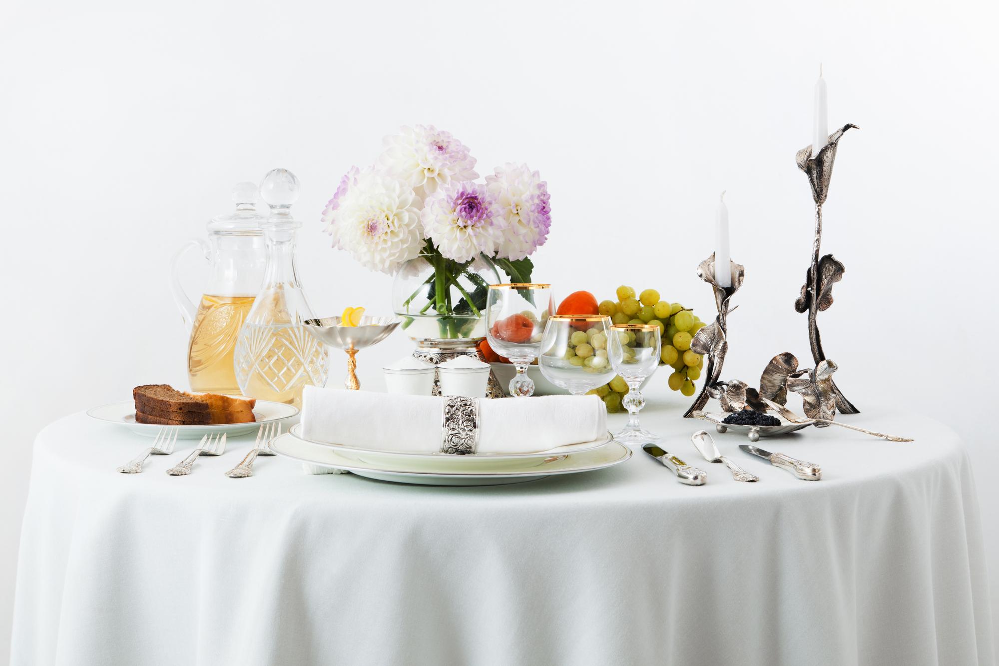 Table with plated dishes ready for tasting